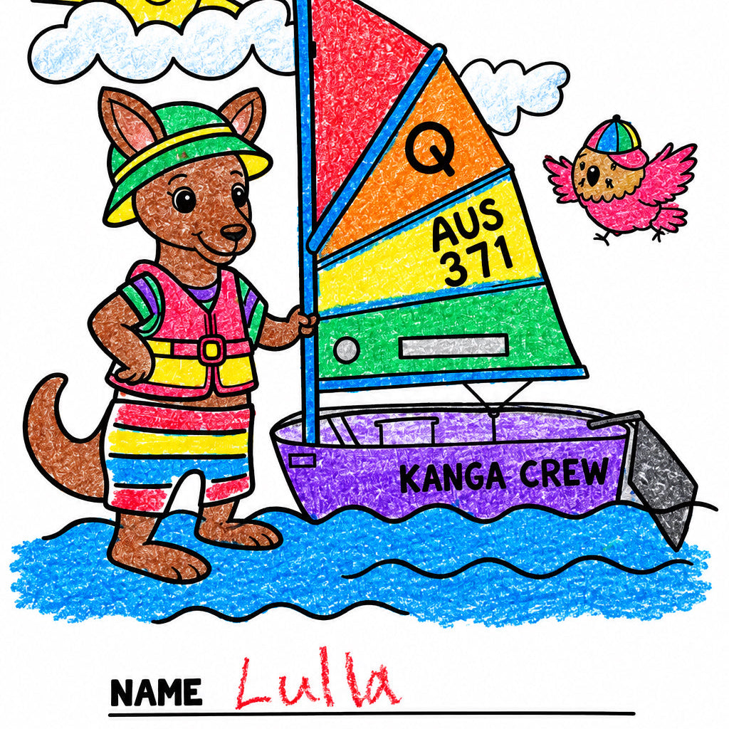 Water Fun Colouring in Page - Sailing