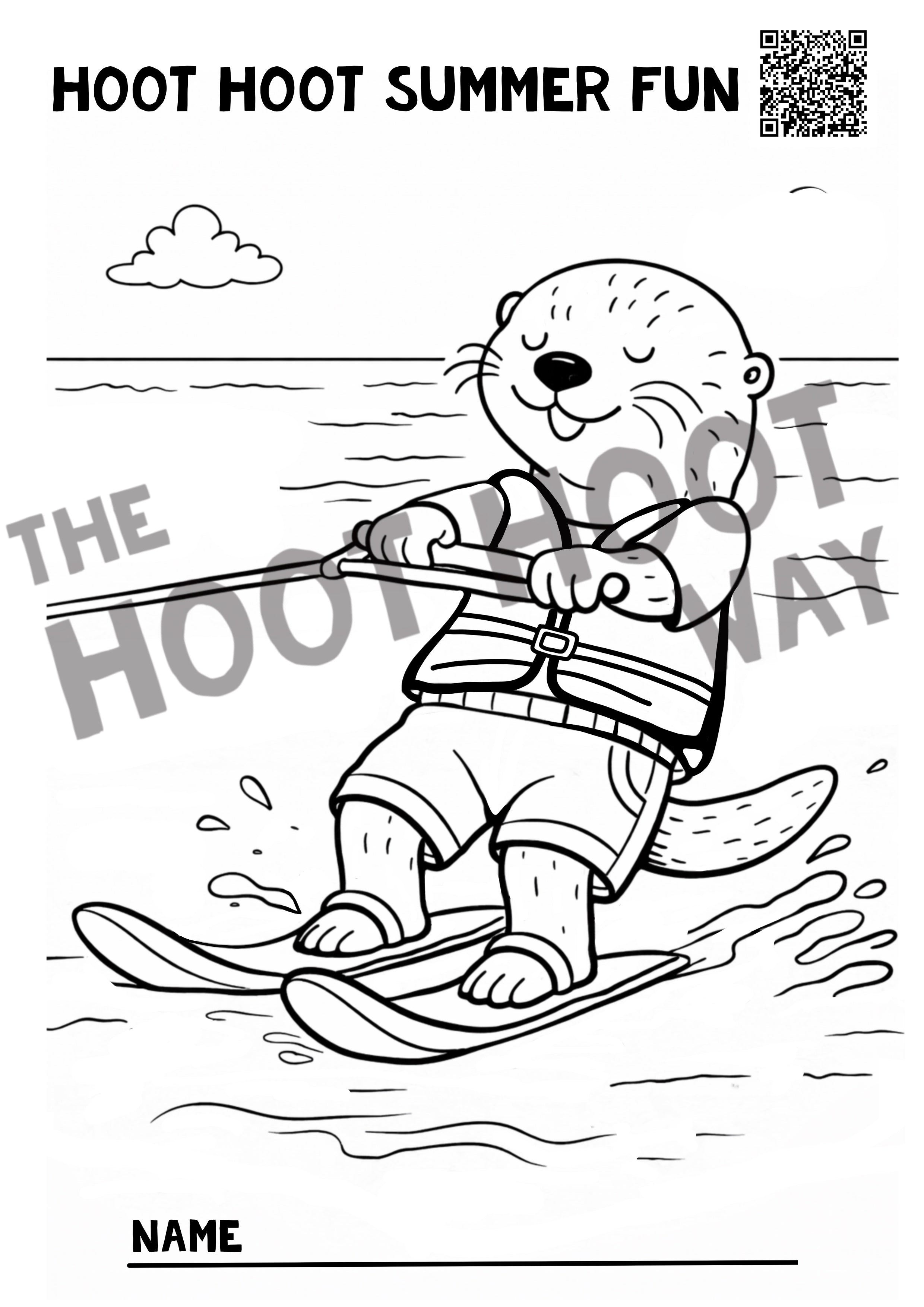 FREE Summer Fun Colouring Download - Water Skiing