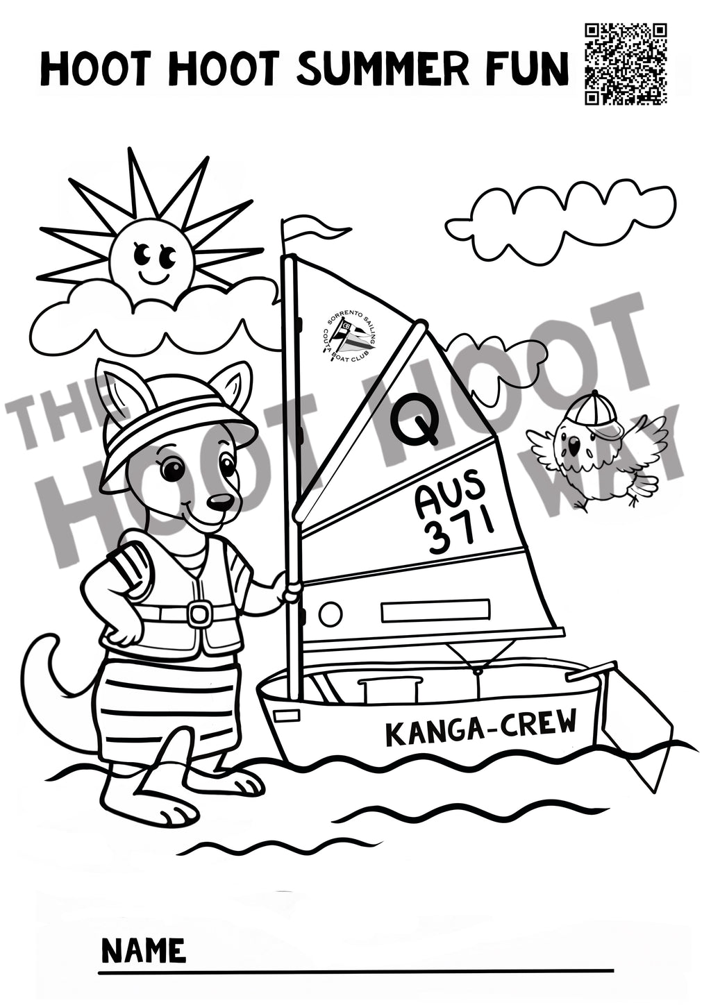 Water Fun Colouring in Page - Sailing