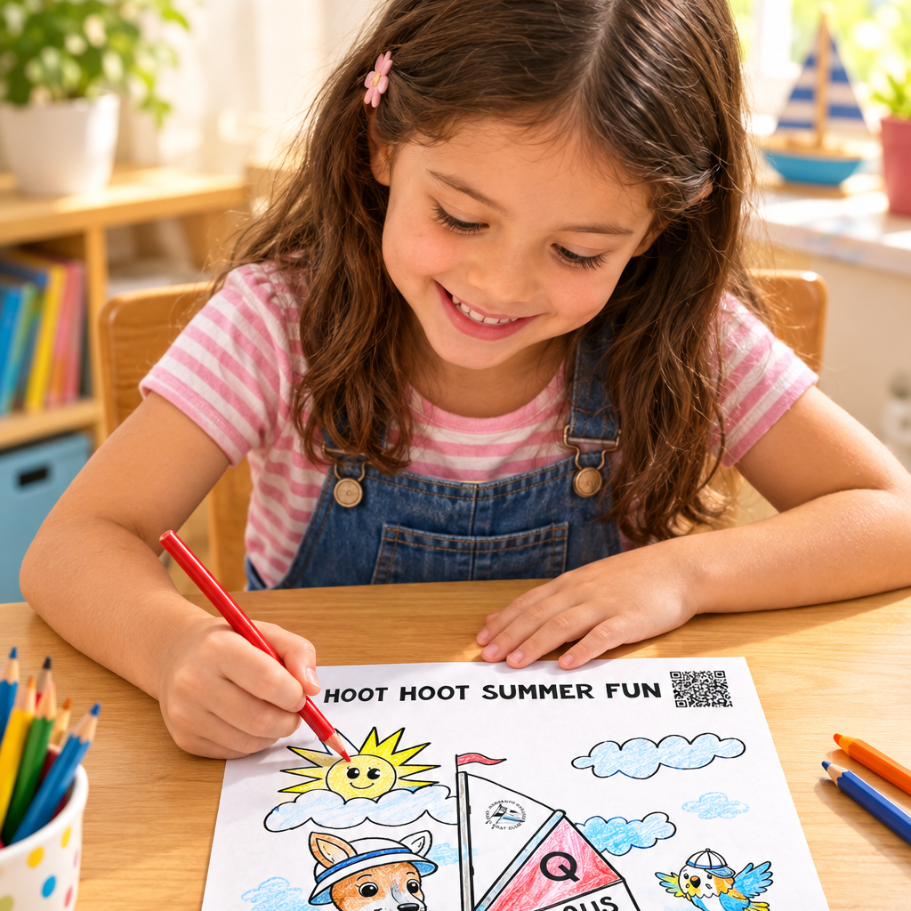 Water Fun Colouring in Page - Sailing