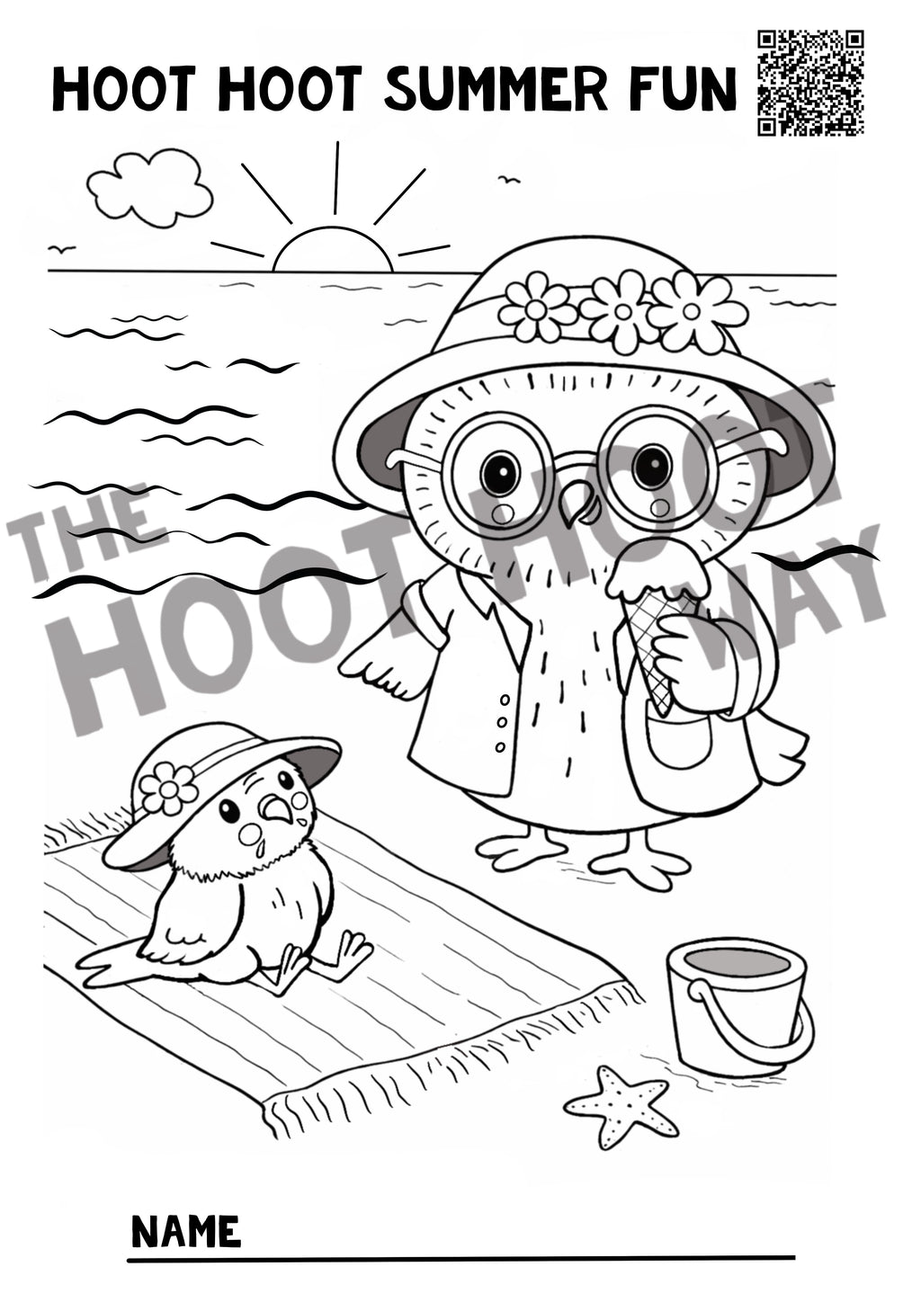 Water Fun Colouring in Page - Beach