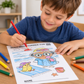 Water Fun Colouring in Page - Beach